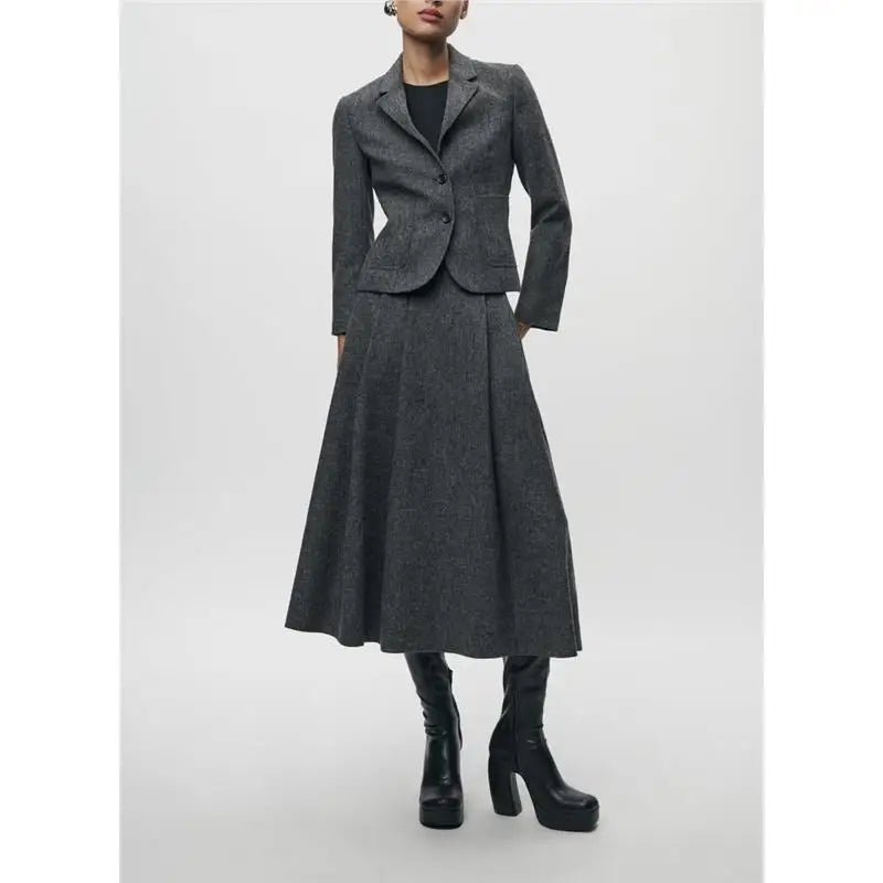 mat Autumn Winter Suit Jaet High Waist Midi Skirt Faion Set High Quali Women's Clothing Chinese Brand 2023 Fall ...
