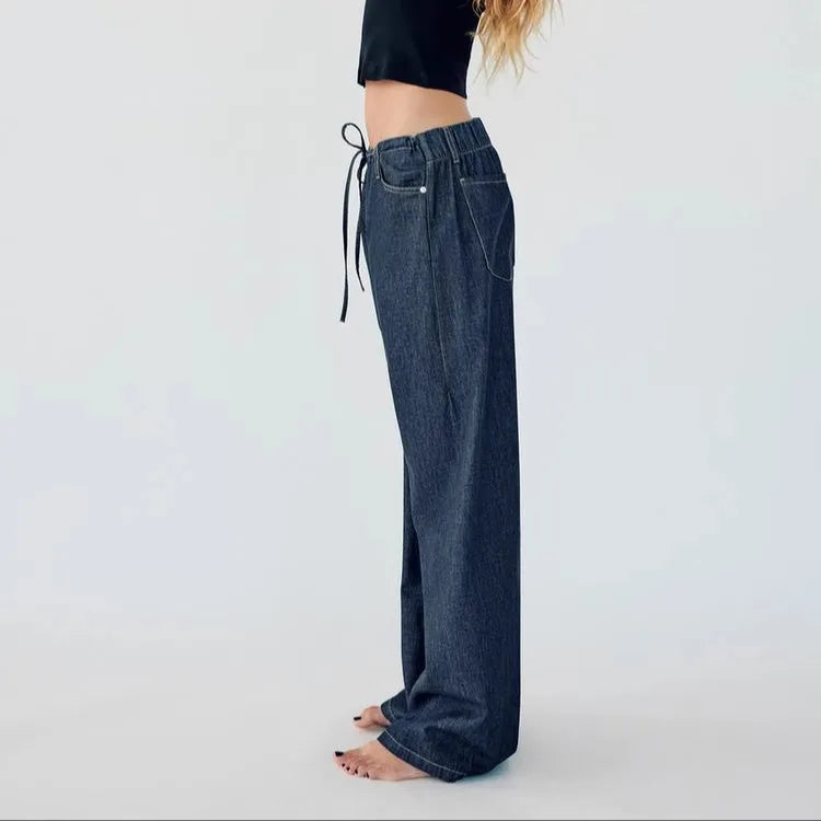 Spring New Women's Comfortable Slimming Straight Jeans High Waist Pants Durable Long Trousers Faionable Ladies Denim