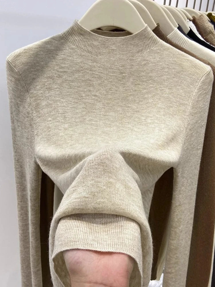 Women 2025 Solid Slim Pullover